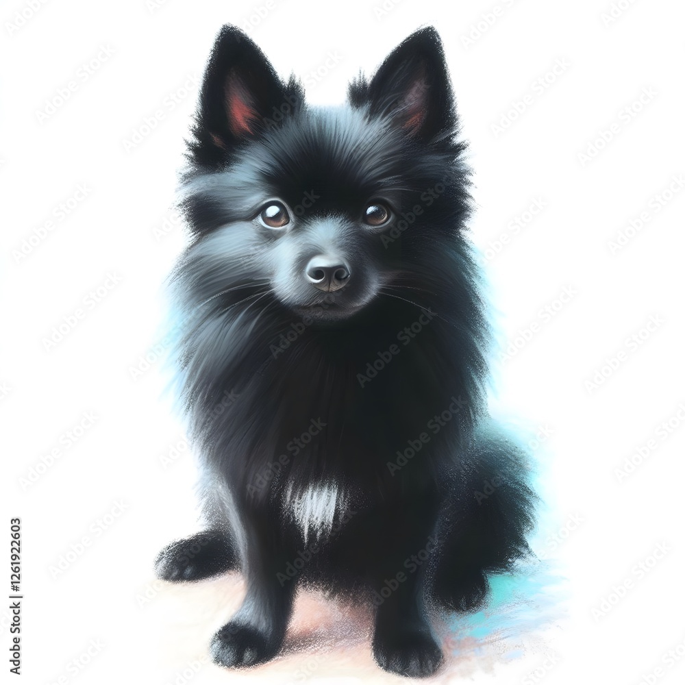 Obraz premium 스키퍼키, 파스텔화, jpeg (Schipperke, pastel painting, jpeg)