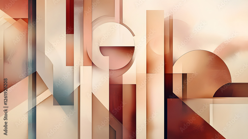 Fototapeta premium Abstract geometric composition featuring shapes and colors digital art modern aesthetic minimalist design creative perspective