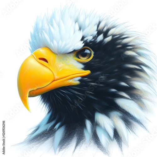 흰 배경, 참수리, 파스텔화, jpeg (white background, Steller's sea eagle, pastel painting, jpeg) photo