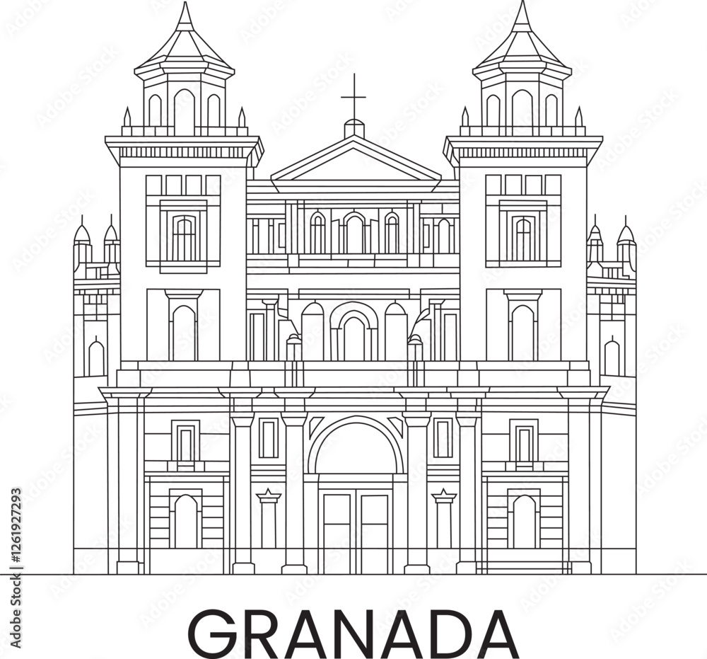 Fototapeta premium Granada City Line Draw Simple Minimalist