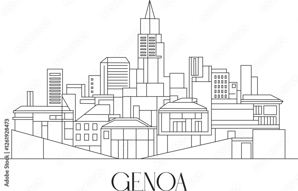 Fototapeta premium Genoa City Line Draw Simple Minimalist