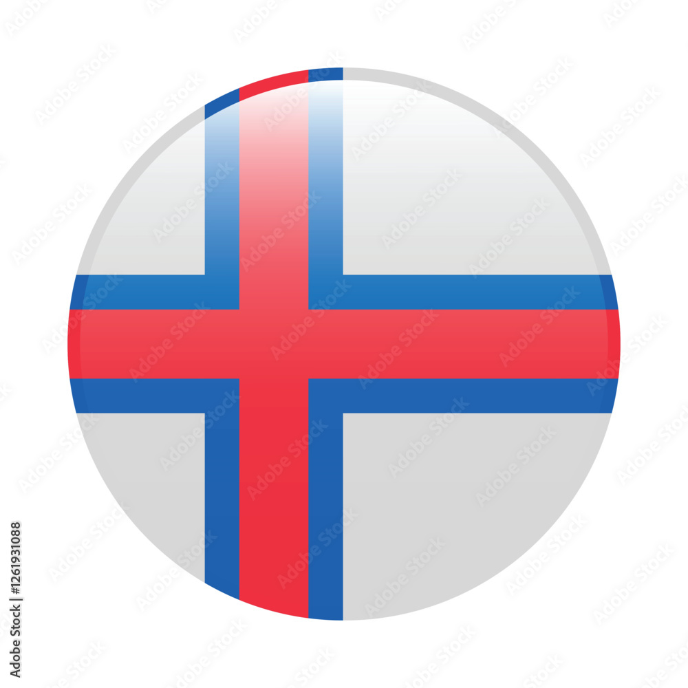 Fototapeta premium Faroe Islands circle flag logo icon digital vector illustration