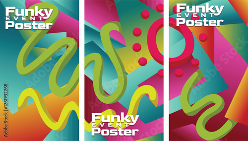 High Impact 2000s Abstract Gradient for Ads. abstract geometric gradient  with bold lines 2000s millenium style screen size set template vector illustration.