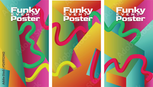 Holographic Light Effect 2000s Gradient Design. abstract geometric gradient  with bold lines 2000s millenium style screen size set template vector illustration.