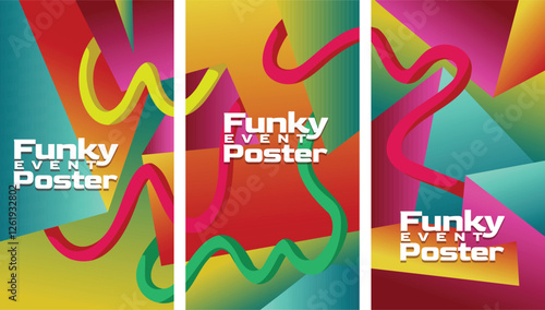 Abstract Techy 2000s Geometric Gradient Design. abstract geometric gradient  with bold lines 2000s millenium style screen size set template vector illustration.