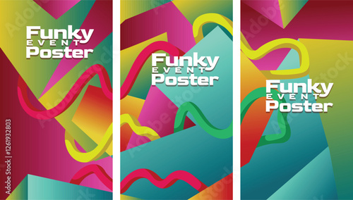 Minimalist 2000s Geometric Gradient Composition. abstract geometric gradient  with bold lines 2000s millenium style screen size set template vector illustration.