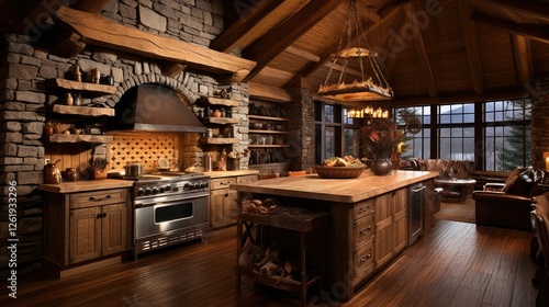 Wallpaper Mural cozy log cabin kitchen Torontodigital.ca