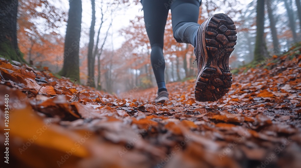 Runner on Leafy Trail in Autumn Forest with Warm Colors 70 Characters Runner on Leafy Trail in Autumn Forest with Warm Colors 70 Characters