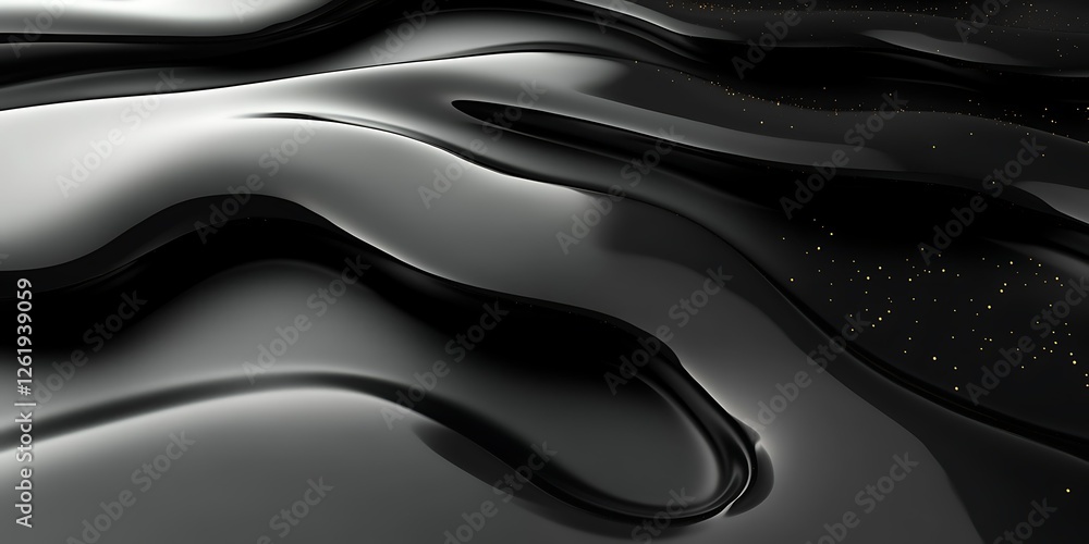 Fototapeta premium Abstract black liquid wave background, design element