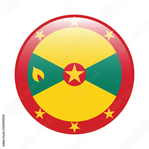 Grenada circle flag logo icon digital vector illustration