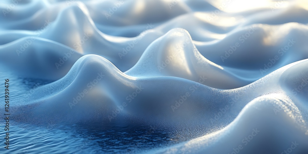 Obraz premium Abstract white waves, blue background, light, texture. Website design