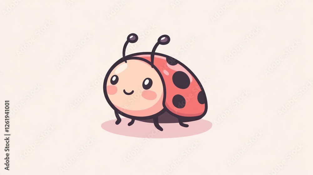 Fototapeta premium Adorable Cartoon Ladybug Illustration: A Cute and Cheerful Design