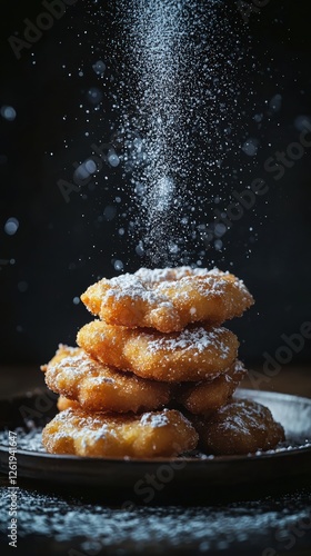 Sugary carnivalstyle fried dough fritters on a plate photo