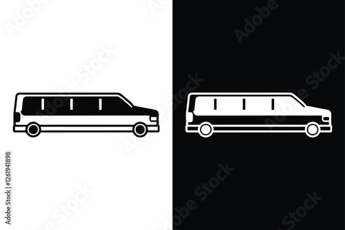 Minimalist Limousine Icons in Black & White