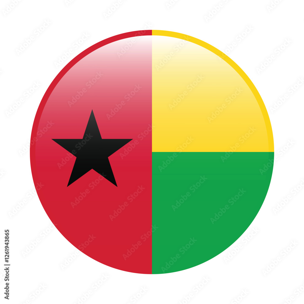Fototapeta premium Guinea-Bissau circle flag logo icon digital vector illustration