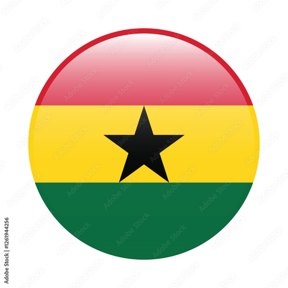 Ghana circle flag logo icon digital vector illustration Ghana circle flag logo icon digital vector illustration