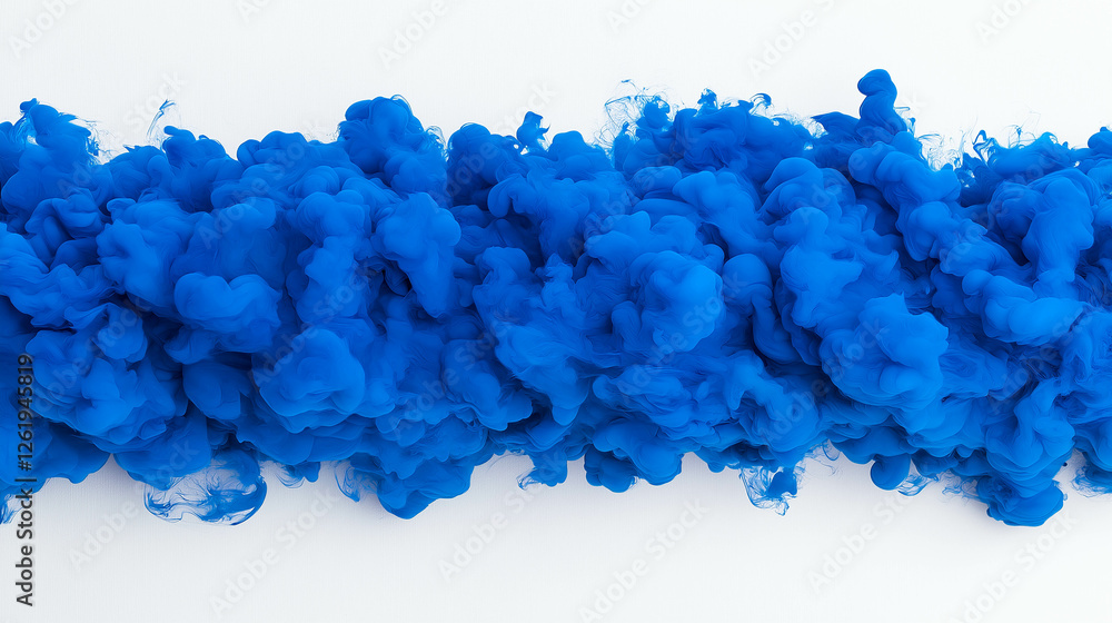 Vibrant electric blue paint explosion on white background creates stunning visual effect