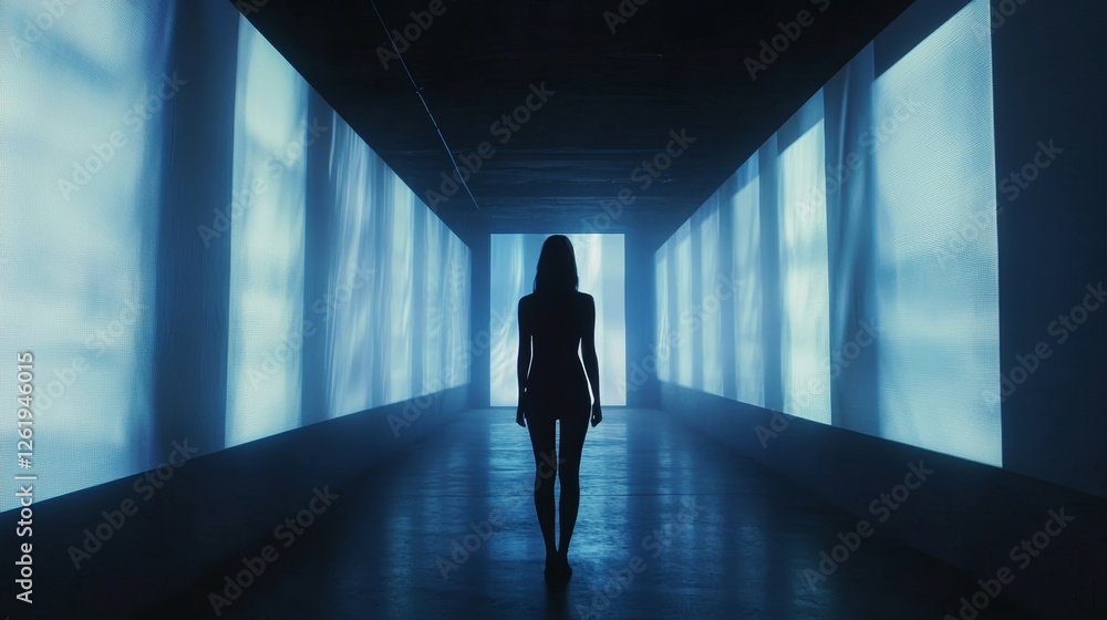 Fototapeta premium A Collaborative Video Art Installation: Ethereal Shadows and Interactive Illumination
