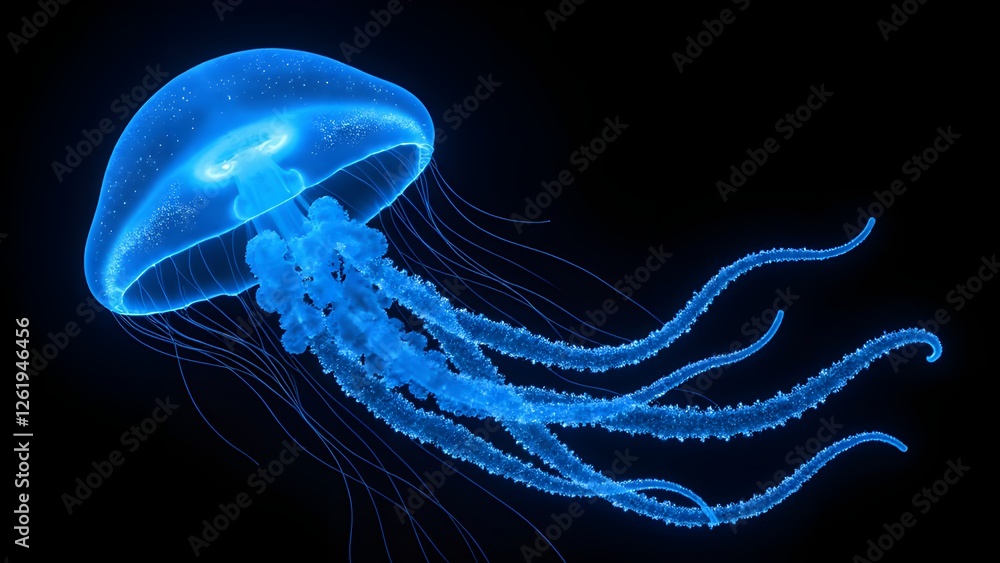 Obraz premium The mysterious glow of the blue jellyfish