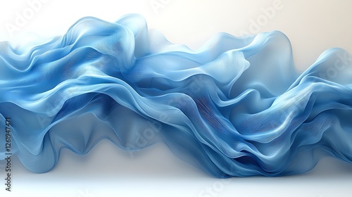 Abstract flowing blue fabric against a clean white background photo