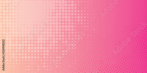 Pink orange polka dots gradient halftone background. Pop art cartoon dot texture with comic