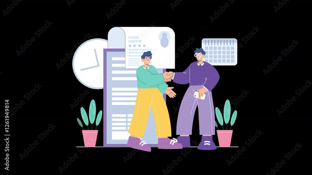 Showcase job interview scenarios with vector animations, featuring candidates, interviewers, and a professional environment. Showcase job interview scenarios with vector animations, featuring candidates, interviewers, and a professional environment.