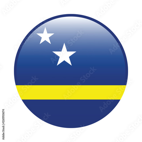Curacao circle flag logo icon digital vector illustration