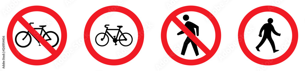 Non-motor traffic. No bicycles. Non-motor, No pedestrians, traffic, vector symbols. Non-motor traffic. No bicycles. Non-motor, No pedestrians, traffic, vector symbols.