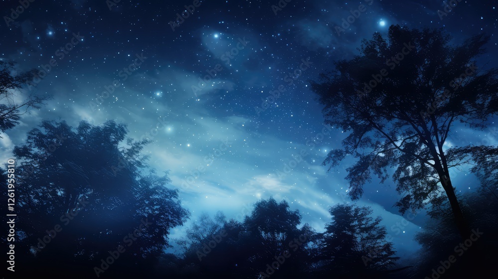 Fototapeta premium stars night sky with trees