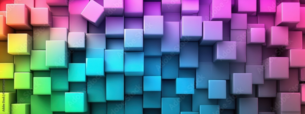 Vibrant Abstract Composition of Multicolored Cubes Creating a Dynamic Visual Experience Vibrant Abstract Composition of Multicolored Cubes Creating a Dynamic Visual Experience