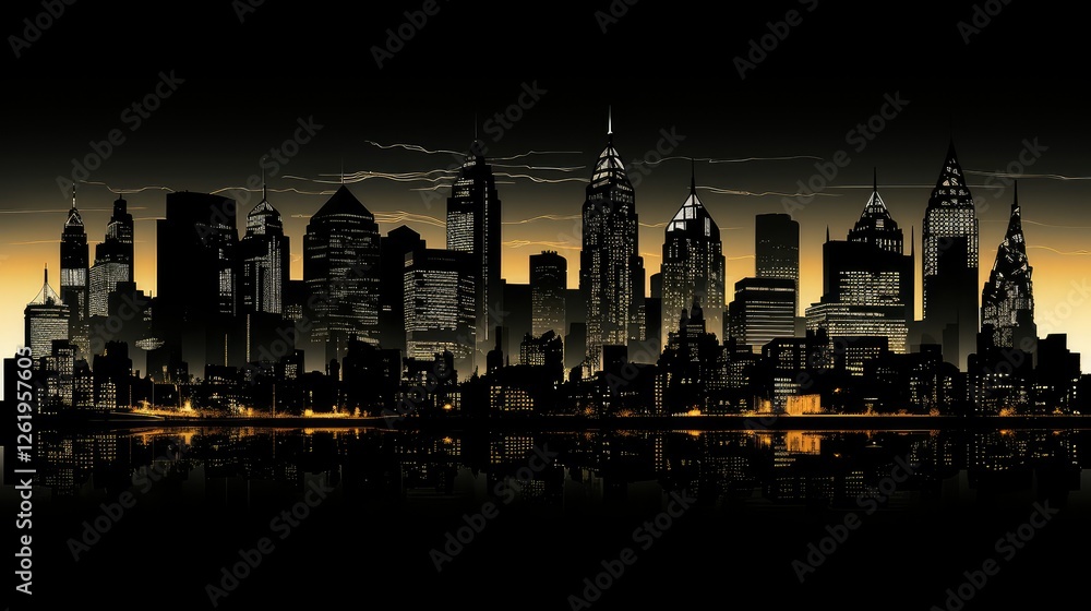 Obraz premium nightscape black background urban