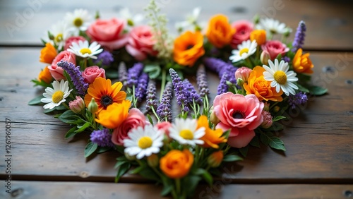 Wallpaper Mural A heartfelt heart-shaped arrangement of wildflowers, creating a charming and romantic atmosphere for a spring celebration. Torontodigital.ca