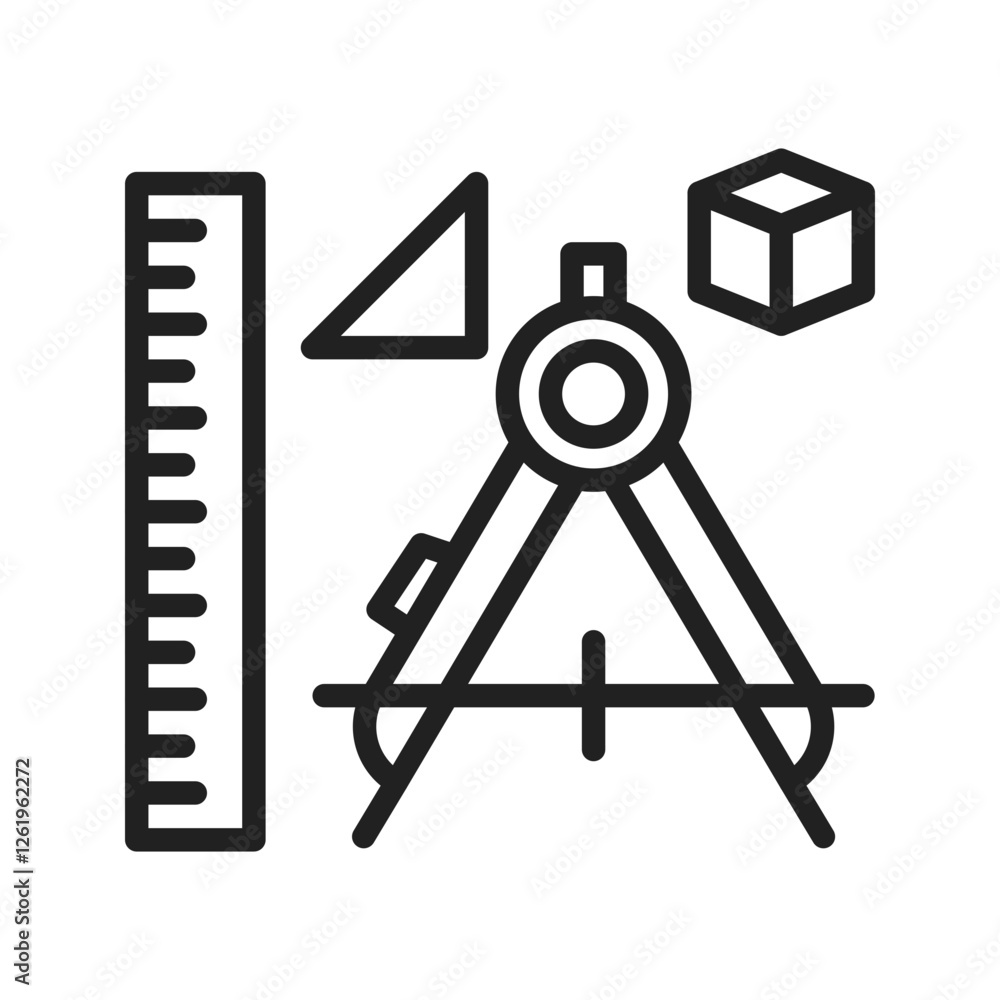Studying Geometry icon vector image. Suitable for mobile apps, web apps and print media. Studying Geometry icon vector image. Suitable for mobile apps, web apps and print media.