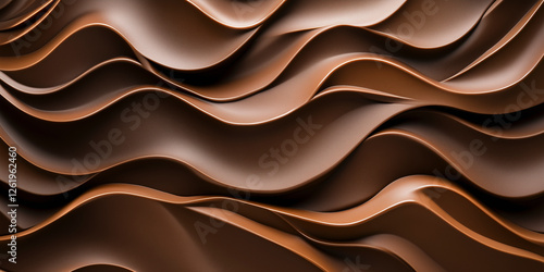 Luxurious waves of rich chocolate tones, blending smooth textures with a sense of depth and movement. A perfect balance of elegance and indulgence.
