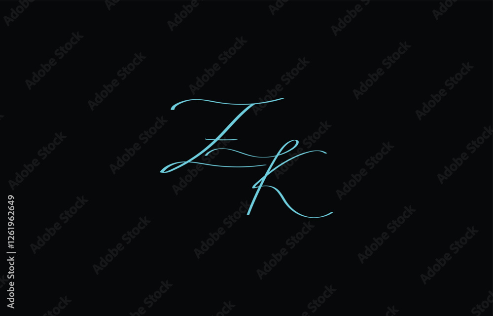Fototapeta premium A minimal yet stylish depiction of white cursive lettering forming ZK on a dark background, symbolizing elegance and simplicity.