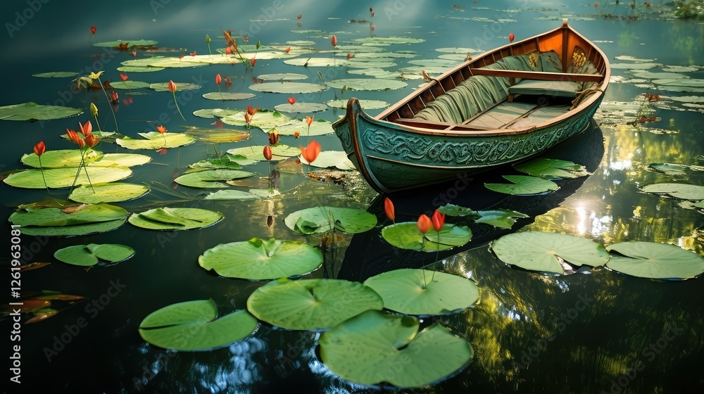 Fototapeta premium boat leaf water
