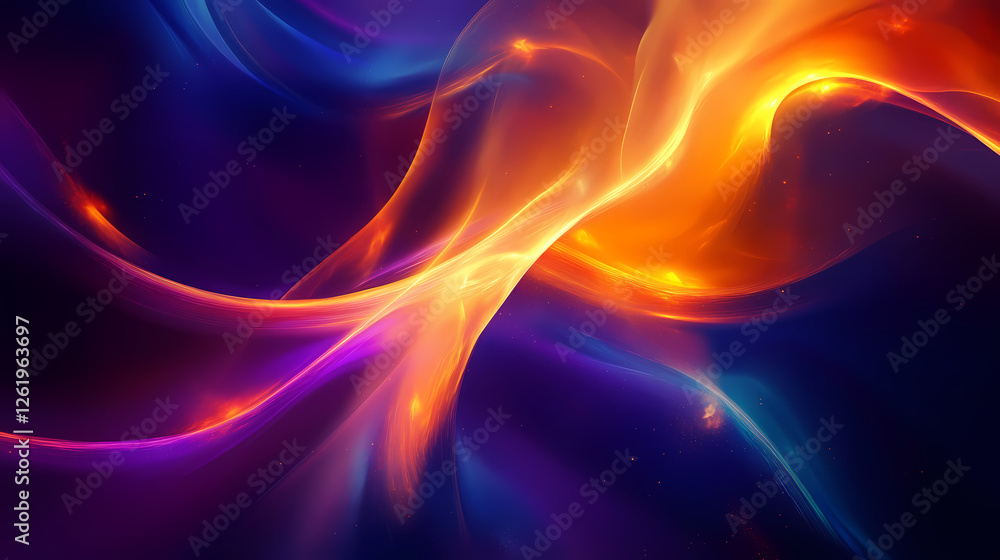 Vibrant Abstract Art: Purple, Orange Flow on Black Vibrant Abstract Art: Purple, Orange Flow on Black