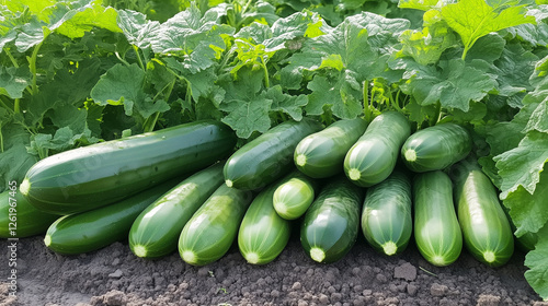 Freshly Harvested Zucchini:...