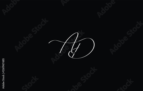 A minimal yet stylish depiction of white cursive lettering forming AD on a dark background, symbolizing elegance and simplicity.
