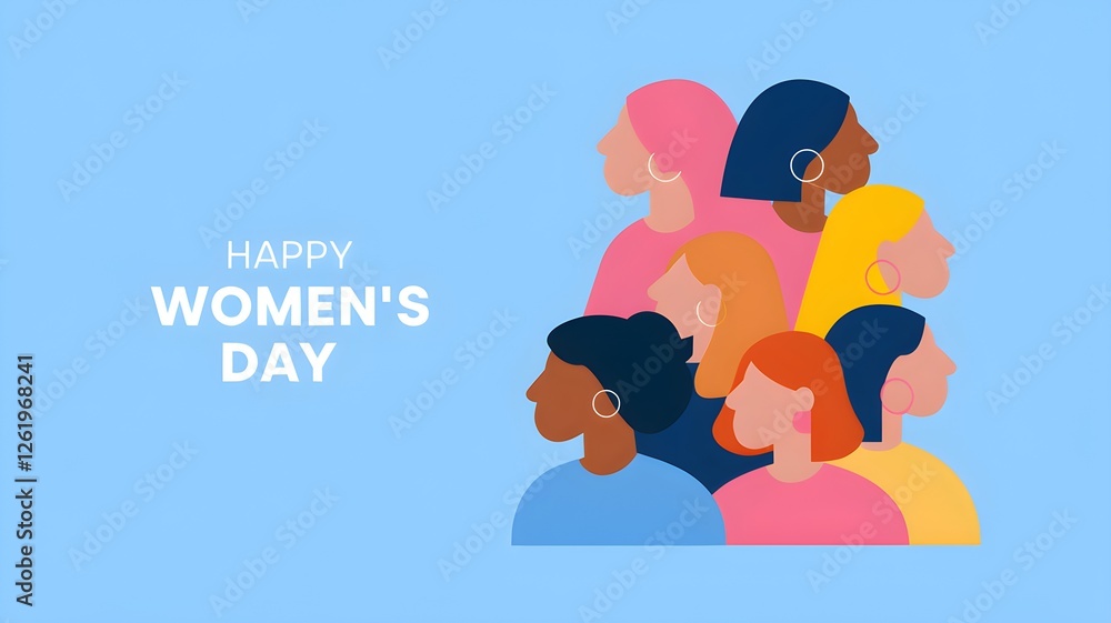 Diverse Women Celebrating Happy Women's Day. A vibrant and cheerful graphic design celebrating Women's Day. Diverse Women Celebrating Happy Women's Day. A vibrant and cheerful graphic design celebrating Women's Day.