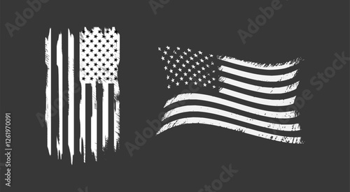 Distressed American Flag Grunge Vector Illustration – Patriotic 4th of July Design for vintage T-Shirts
