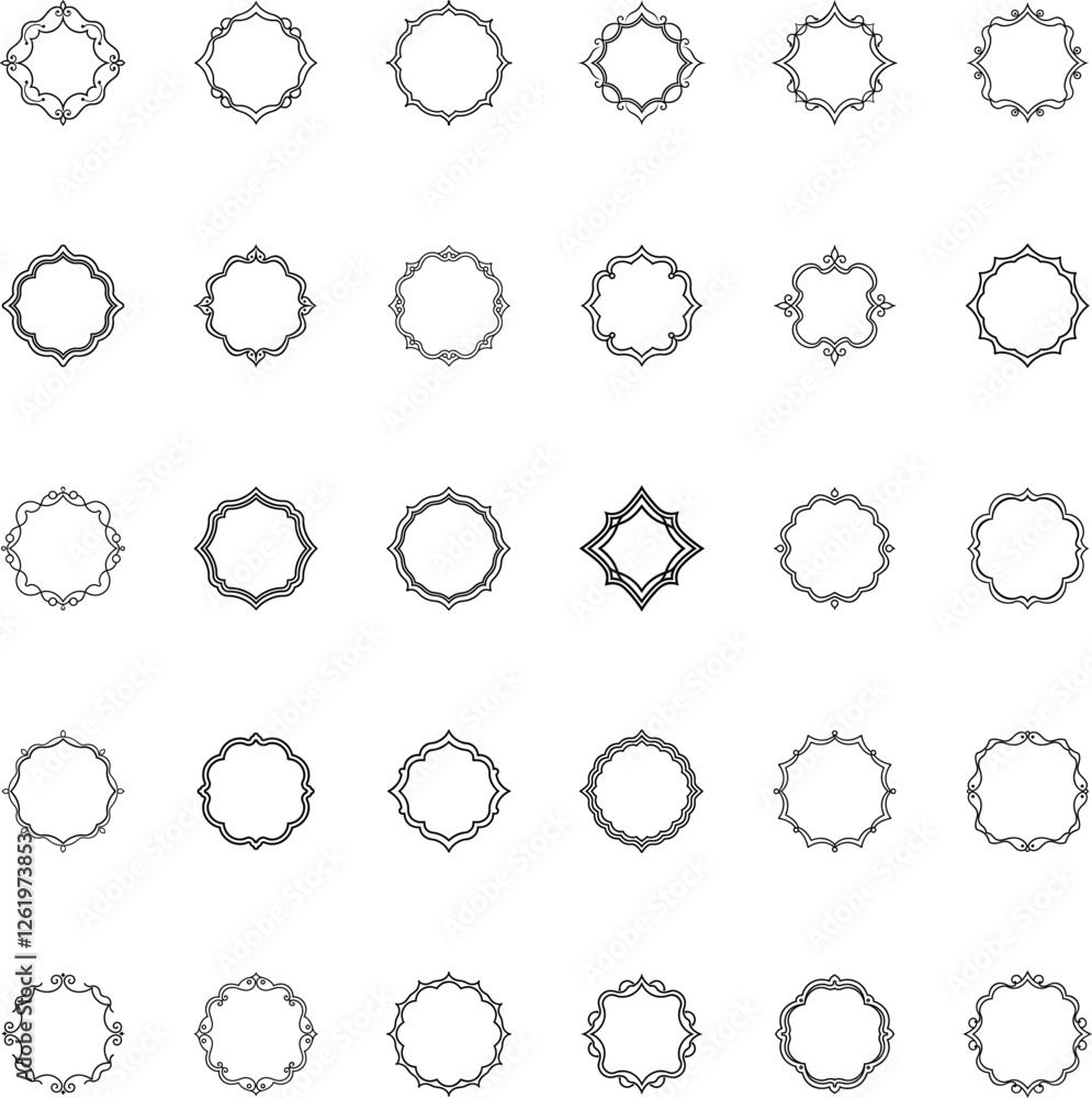 Obraz premium Elegant Ornamental Circular and Square Frame Design Collection