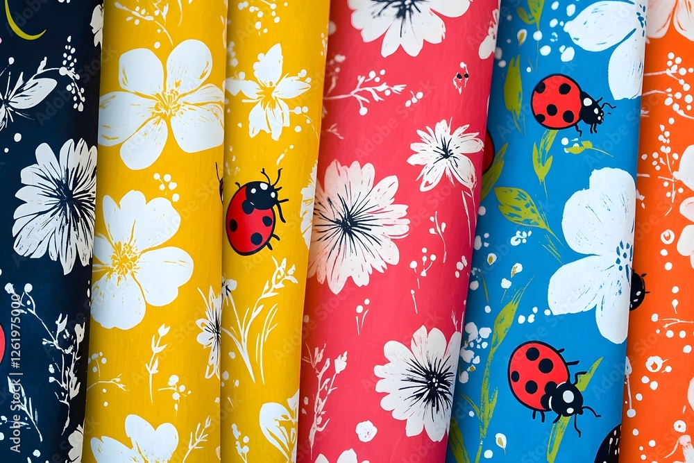 Vibrant Floral Fabric Print Patterns in Warm Summer Colors Vibrant Floral Fabric Print Patterns in Warm Summer Colors