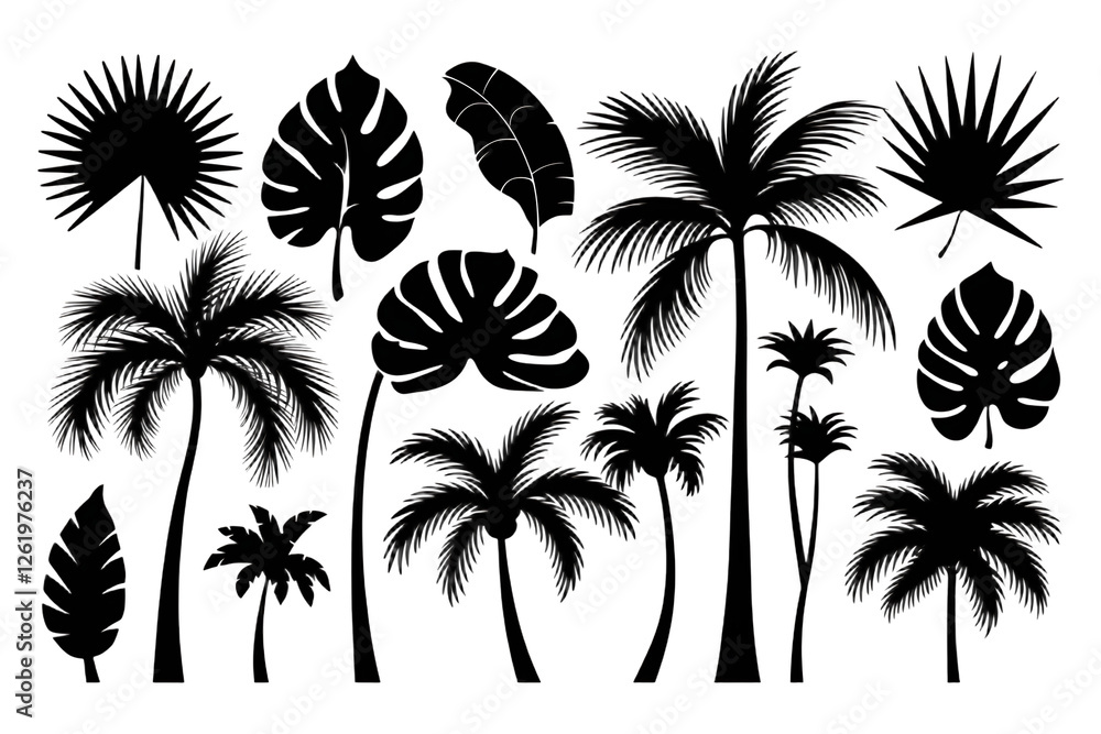 Black Silhouettes of Tropical Leaves, Palms & Trees – High-Quality PNG Black Silhouettes of Tropical Leaves, Palms & Trees – High-Quality PNG