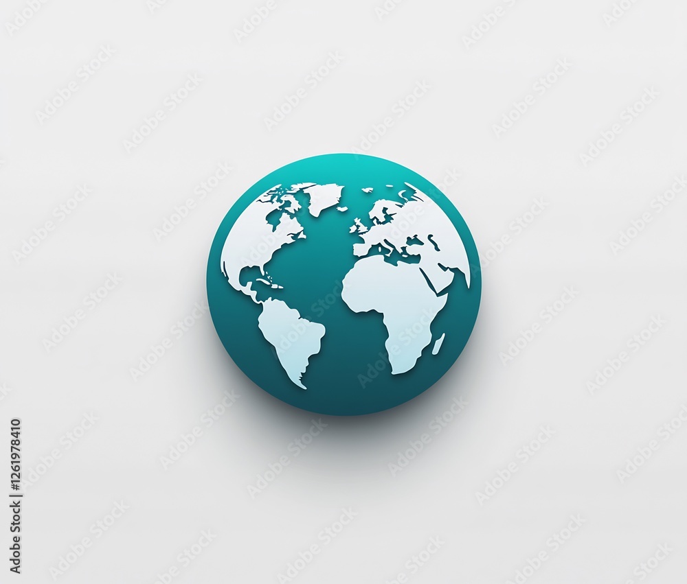 Fototapeta premium Teal Globe: A Simple World Map Illustration