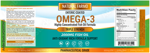Fish oil supplements pill bottle packaging label	