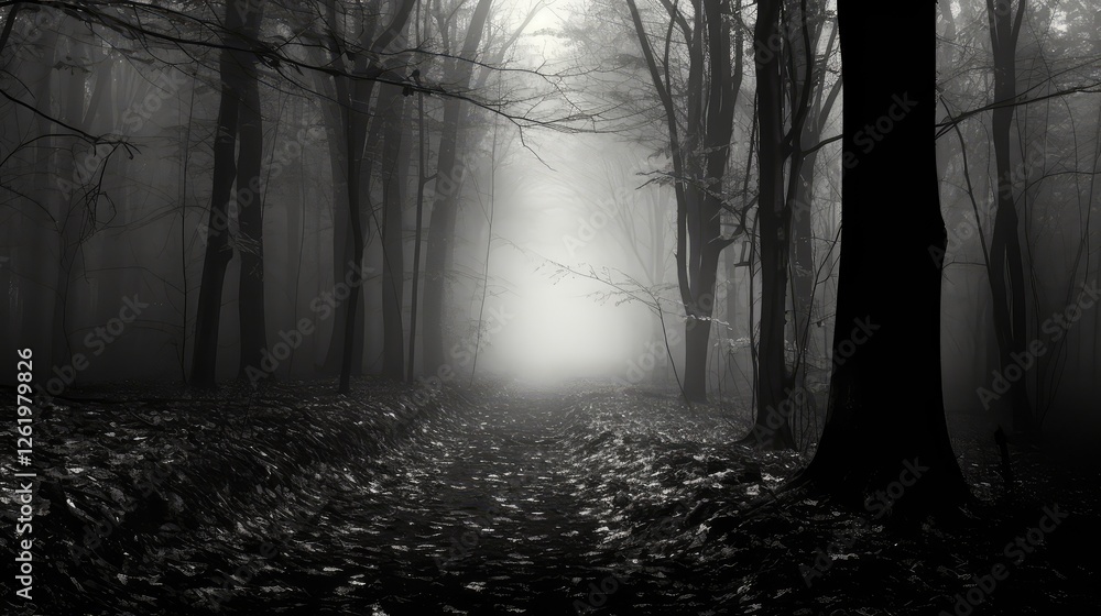 Fototapeta premium forest fall black and white
