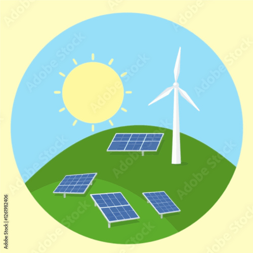 solar panels and wind turbines