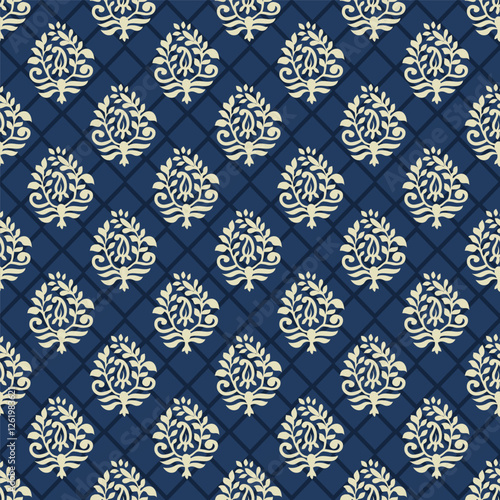 Indian traditional paisley floral booti design allover seamless repeat pattern