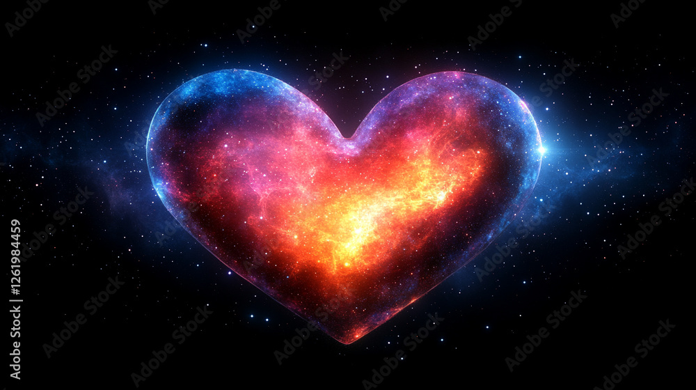 A heart-shaped nebula in deep space, surrounded by stars and cosmic dust, with no sunlight visible. The vivid celestial scene captures chaos and cosmic beauty, offering space for text A heart-shaped nebula in deep space, surrounded by stars and cosmic dust, with no sunlight visible. The vivid celestial scene captures chaos and cosmic beauty, offering space for text